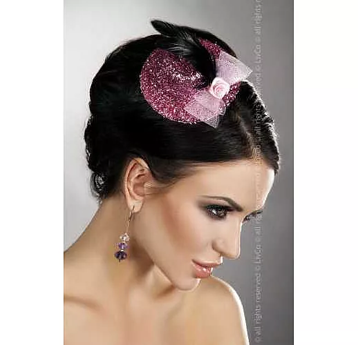 Блестящая розовая шляпка с розочкой S-M-L розовый