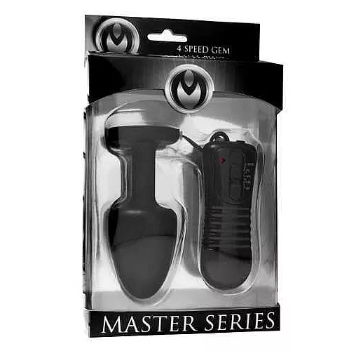 Анальная пробка Gem Accented со стразом в основании и вибрацией - 11,4 см.