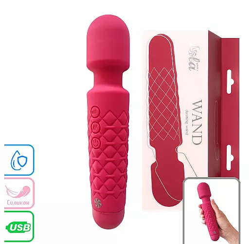 Мощный вибромассажер Lola "Dashing Wand" 20 режимов вибрации, 8 режимов скорости, IPX7, USB - 21 см.