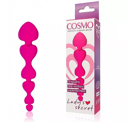 Ярко-розовая анальная цепочка Cosmo - 14,5 см.