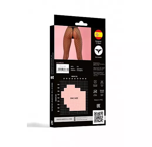 Колготы в мелкую сеточку Mostoles от Amor El с доступом, чёрного цвета S-M-L