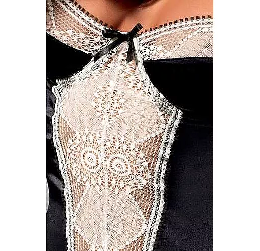 Двухцветный корсаж Saba с оборками по низу S-M черный с белым