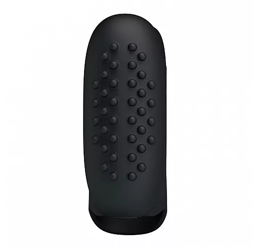 Черная силиконовая вибронасадка на палец Steward с "шишечками" для дополнительной стимуляции