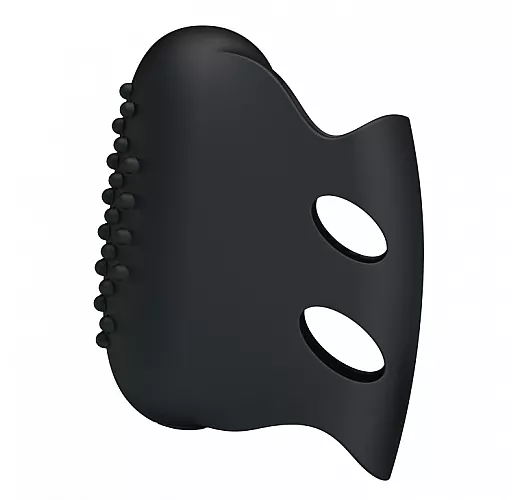 Черная силиконовая вибронасадка на палец Steward с "шишечками" для дополнительной стимуляции