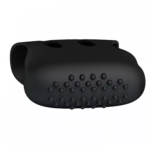 Черная силиконовая вибронасадка на палец Steward с "шишечками" для дополнительной стимуляции