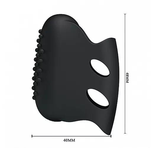 Черная силиконовая вибронасадка на палец Steward с "шишечками" для дополнительной стимуляции