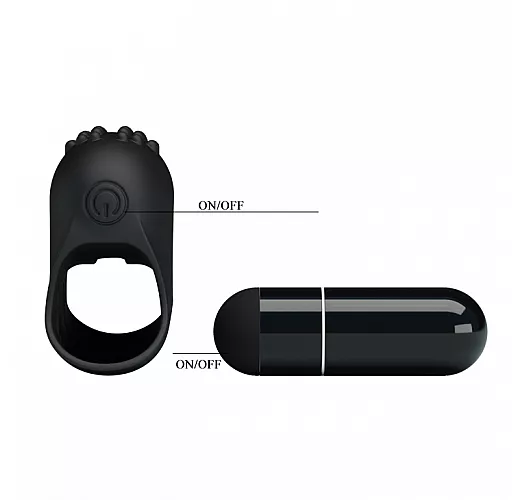 Черная силиконовая вибронасадка на палец Steward с "шишечками" для дополнительной стимуляции