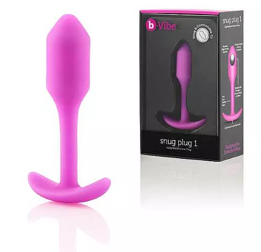 Розовая пробка для ношения B-vibe Snug Plug 1 - 9,4 см.