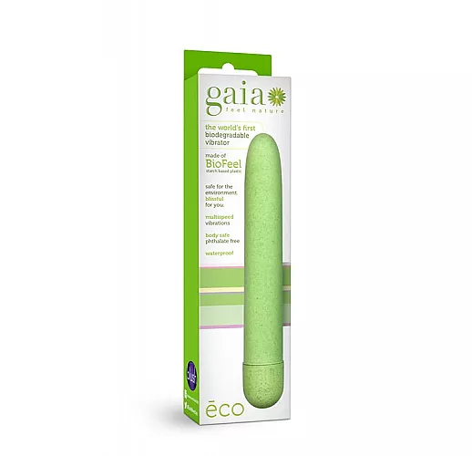 Зелёный биоразлагаемый вибратор Eco - 17,8 см.