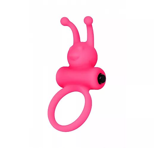 Розовое эрекционное виброкольцо на пенис Eromantica