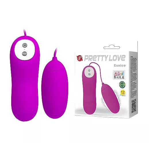 Гладкое силиконовое виброяичко Baile "Eunice" с 12 режимами вибрации и пультом управления