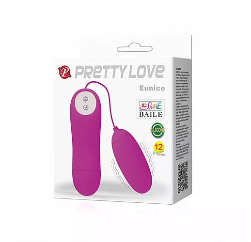 Гладкое силиконовое виброяичко Baile "Eunice" с 12 режимами вибрации и пультом управления