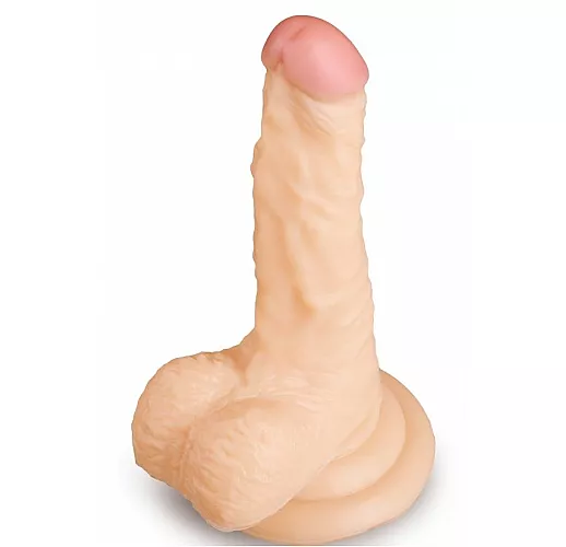 Телесный фаллоимитатор на присоске - 16 см.
