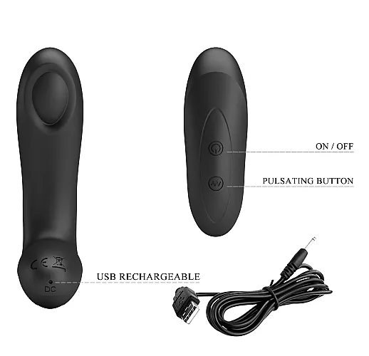 Массажёр простаты Baile "Archenemy" с 12 режимами пульсации подвижной мембраны, IPX6, USB - 12,1 см.