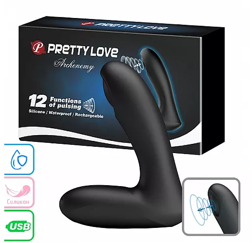Массажёр простаты Baile "Archenemy" с 12 режимами пульсации подвижной мембраны, IPX6, USB - 12,1 см.
