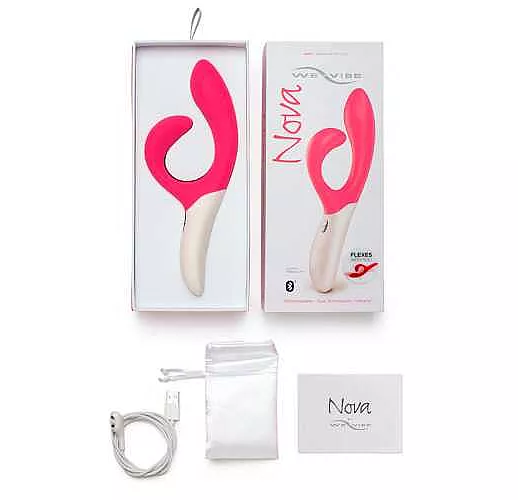 Розовый вибромассажёр с клиторальным отростком We Vibe Nova Pink - 21,5 см.
