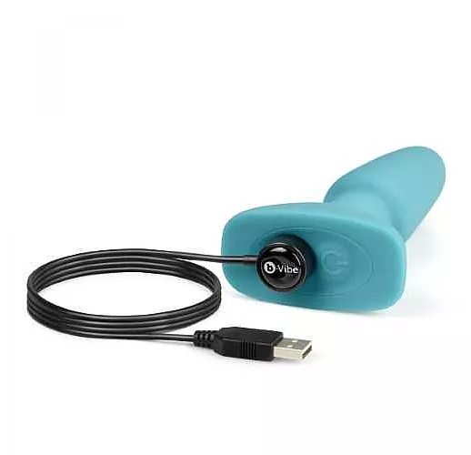 Голубая вибропробка с ротацией шариков RIMMING REMOTE CONTROL PLUG TEAL - 15,2 см.