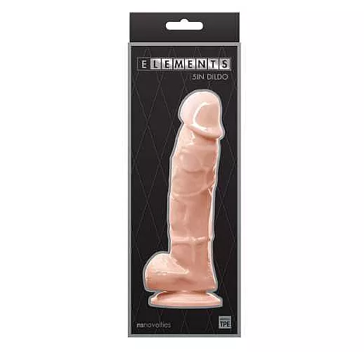 Телесный фаллоимитатор с мошонкой на присоске 5 Inch Dildo - 17,5 см.