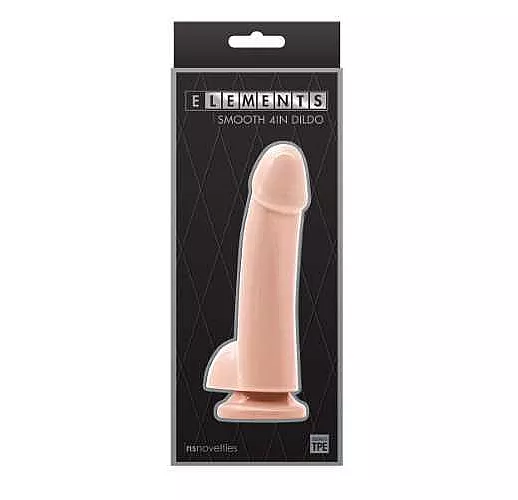 Телесный гладкий фаллоимитатор на присоске с мошонкой Smooth 4 Inch Dildo - 14,6 см.