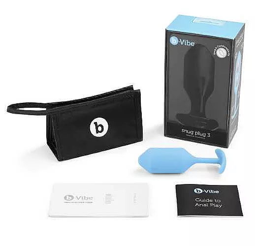 Голубая пробка для ношения B-vibe Snug Plug 3 - 12,7 см.