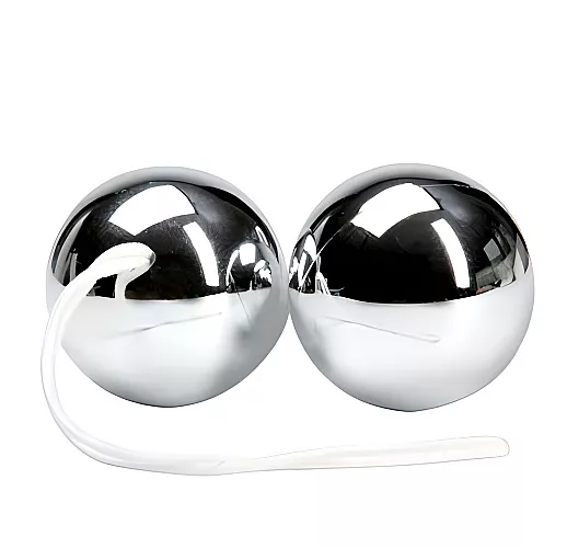 Серебристые гладкие вагинальные шарики Erowoman "Vaginal Balls" - 50 грамм, ⌀ 3,5 см.