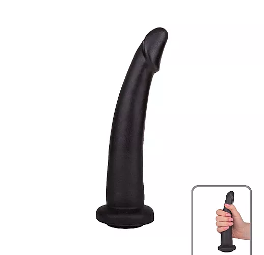 Черный анальный фаллоимитатор из геля с зауженным кончиком и коннектором для страпона - 13 см.