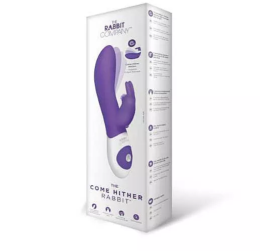 Фиолетовый вибромассажёр The Come Hither Rabbit с клиторальным отростком - 22 см.