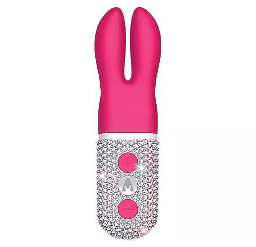 Розовый вибратор с ушками The Pocket Rabbit, украшенный кристаллами