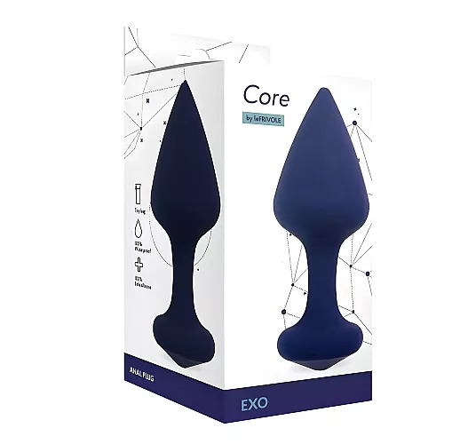 Бархатистая силиконовая анальная пробка Exo Pacific в глубоком цвете "Тихоокеанский синий" - 7,5 см.