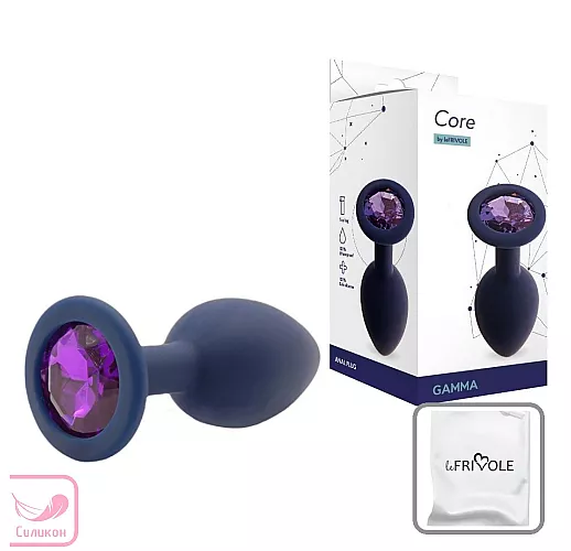 Черничная силиконовая анальная пробка Gamma Blueberry с фиолетовым кристаллом - 7,2 см. ⌀ 2,8 см.