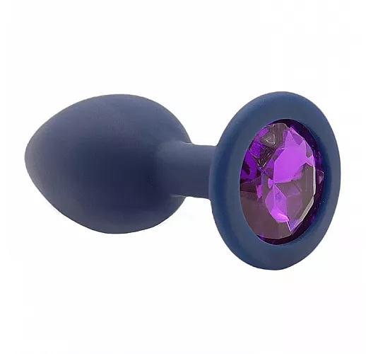 Черничная силиконовая анальная пробка Gamma Blueberry с фиолетовым кристаллом - 7,2 см. ⌀ 2,8 см.