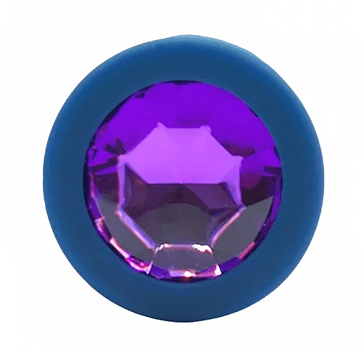 Черничная силиконовая анальная пробка Gamma Blueberry с фиолетовым кристаллом - 7,2 см. ⌀ 2,8 см.