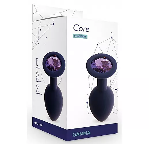 Черничная силиконовая анальная пробка Gamma Blueberry с фиолетовым кристаллом - 7,2 см. ⌀ 2,8 см.