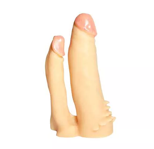 Анально-вагинальная насадка-фаллоимитатор с шипами для трусиков с плагом Харнесс №11 - 17 см.