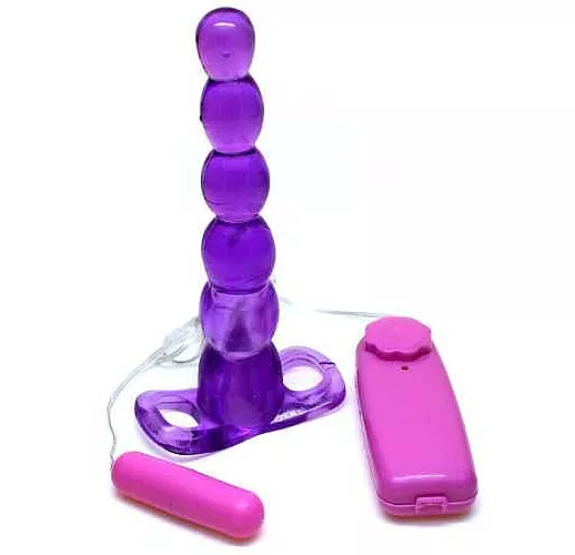 Анальный конус с вибрацией и проводным пультом - 16 см.