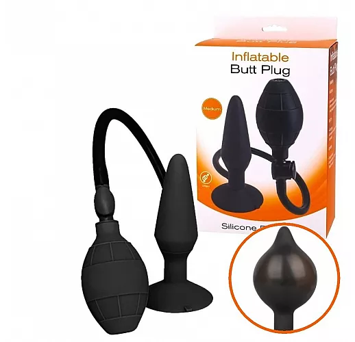 Анальная пробка с функцией расширения Inflatable Butt Plug Medium из силикона - 14,2 см.