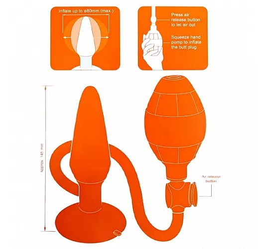Анальная пробка с функцией расширения Inflatable Butt Plug Medium из силикона - 14,2 см.