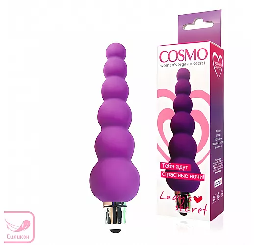 Фиолетовый анальный вибромассажер-елочка Cosmo Silicone из силикона - 12 см.