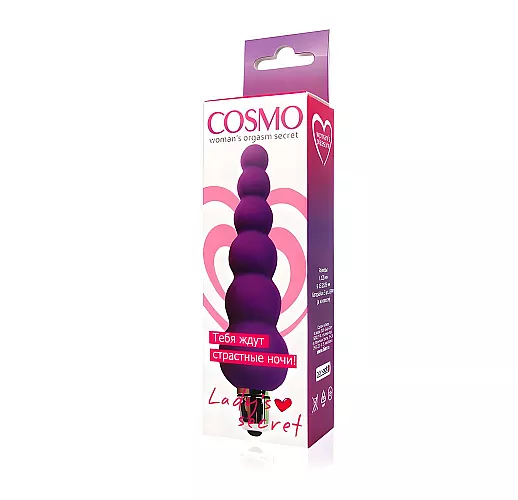 Фиолетовый анальный вибромассажер-елочка Cosmo Silicone из силикона - 12 см.