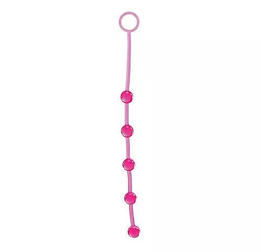 Розовая анальная цепочка с 5 шариками JAMMY JELLY ANAL 5 BEADS PINK - 38 см.