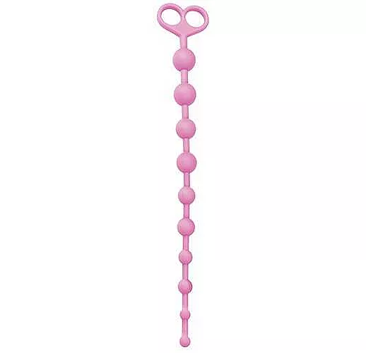 Розовая анальная цепочка из 10 звеньев ANAL JUGGLING BALL SILICONE - 33,6 см.