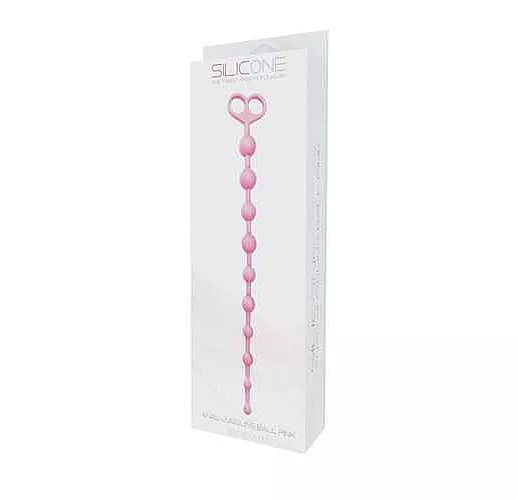 Розовая анальная цепочка из 10 звеньев ANAL JUGGLING BALL SILICONE - 33,6 см.