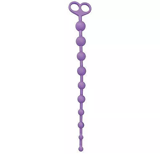 Фиолетовая анальная цепочка с 10 звеньями ANAL JUGGLING BALL SILICONE - 33,6 см.