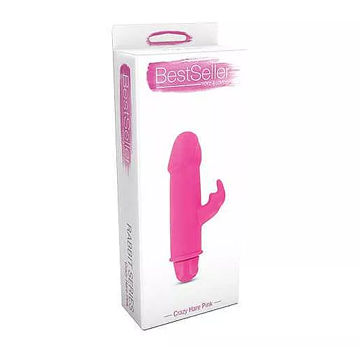 Розовый вибратор с зайчиком у основания RABBIT CRAZY HARE - 15,5 см.