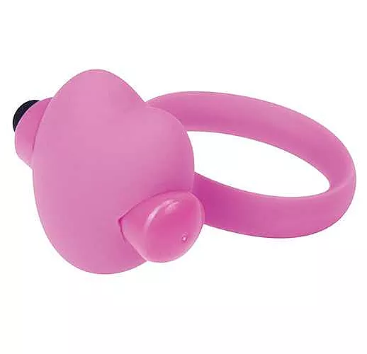 Розовое эрекционное виброкольцо с сердечком HEART BEAT COCKRING SILICONE
