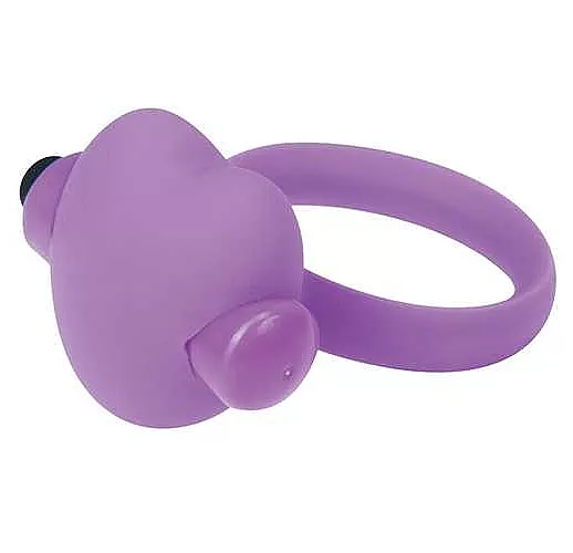 Фиолетовое эрекционное виброкольцо с сердечком HEART BEAT COCKRING SILICONE