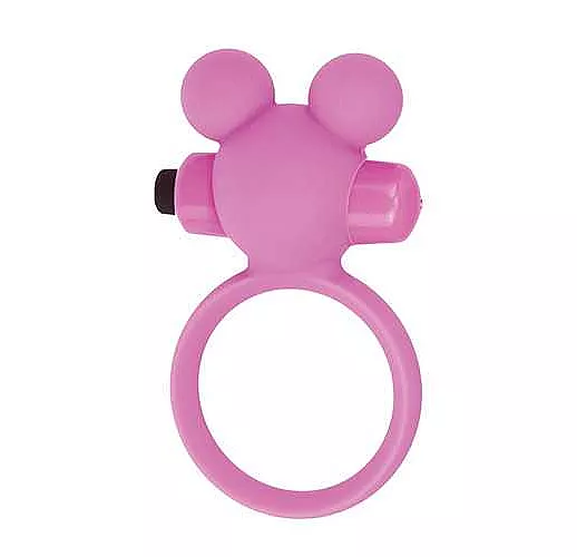 Розовое эрекционное виброкольцо TEDDY COCKRING SILICONE