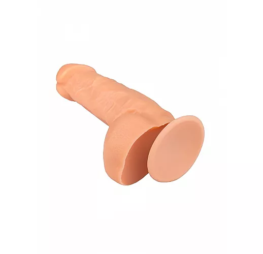 Фаллоимитатор из геля с мошонкой на присоске - 18,5 см.