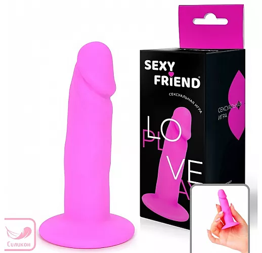 Ярко-розовый анальный фаллоимитатор Sexy Friend "Love Play" из силикона, на присоске - 10 см.