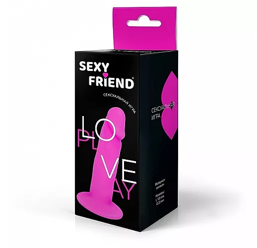 Ярко-розовый анальный фаллоимитатор Sexy Friend "Love Play" из силикона, на присоске - 10 см.
